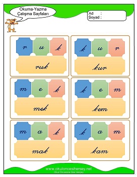 k sesi Hece Kartları